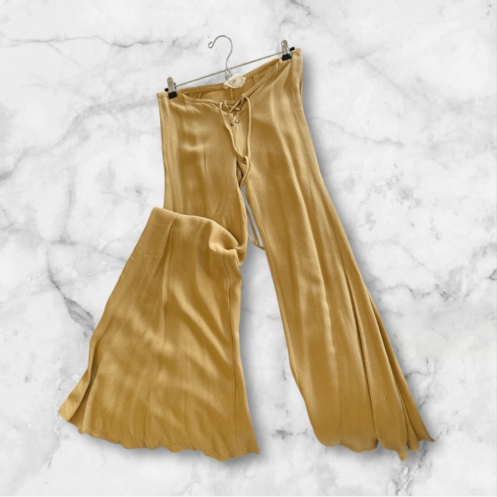 Handcrafted wide-leg pants made from recycled fabric